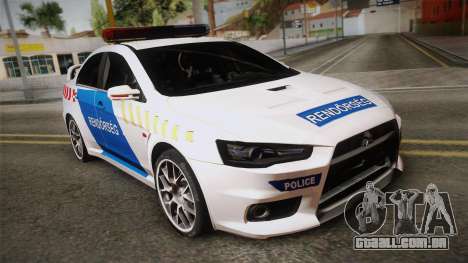 Mitsubishi Lancer Evo X Da Polícia para GTA San Andreas