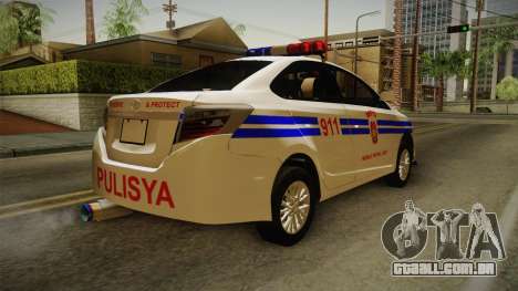 Toyota Vios 2014 Philippine National Police para GTA San Andreas