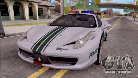 Ferrari 458 Italia Dubai High Speed Police para GTA San Andreas