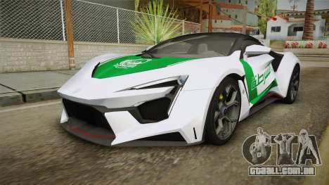 W Motors - Fenyr Supersports 2017 Dubai Plate para GTA San Andreas