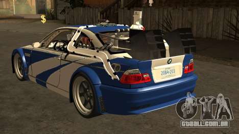 Motor Supra de volta ao futuro Bmw M3 GTR V2 para GTA San Andreas